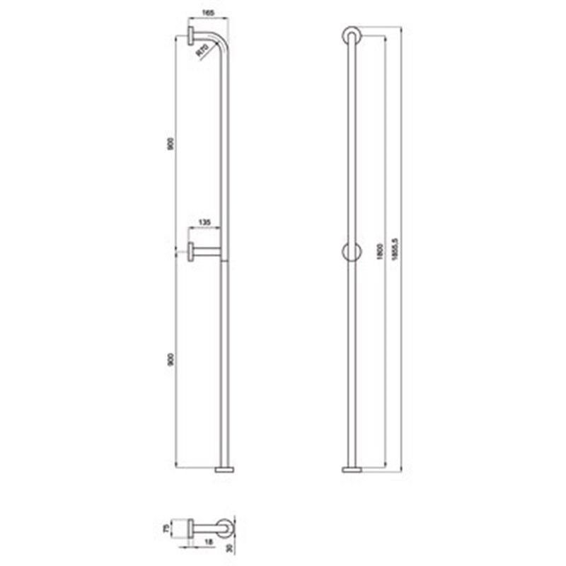 Maniglione di sicurezza verticale parete pavimento cm 180