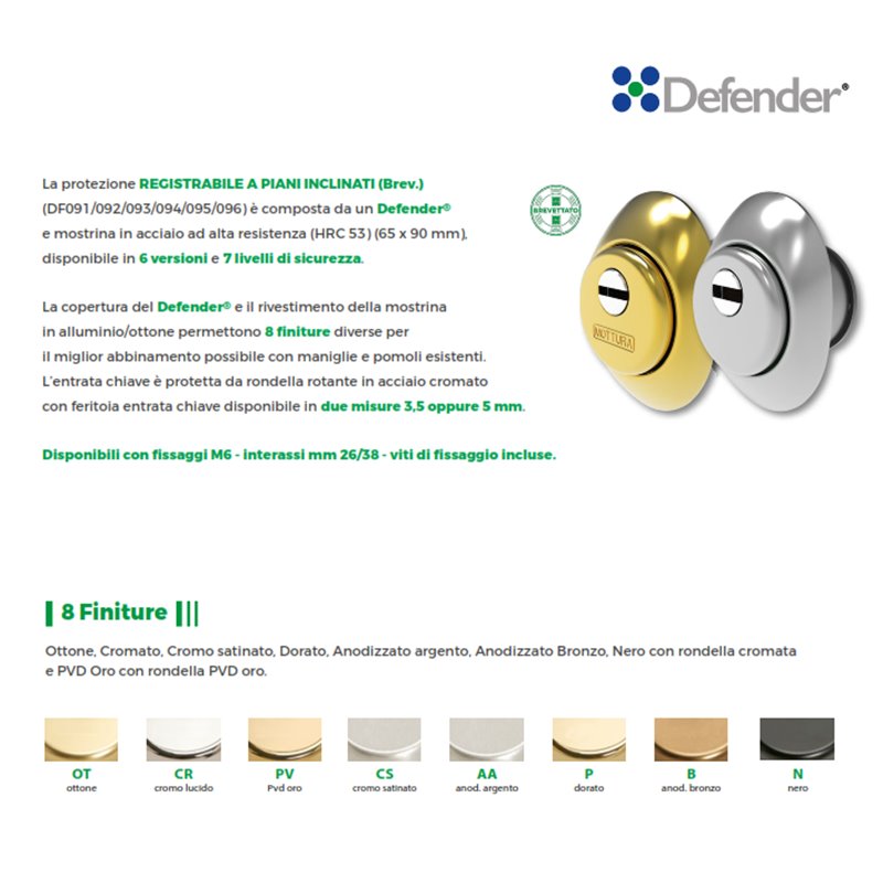 DEFENDER MAGNETICO DF381 REGOLABILE A GHIERA MOTTURA PER CILINDRI EUROPEI