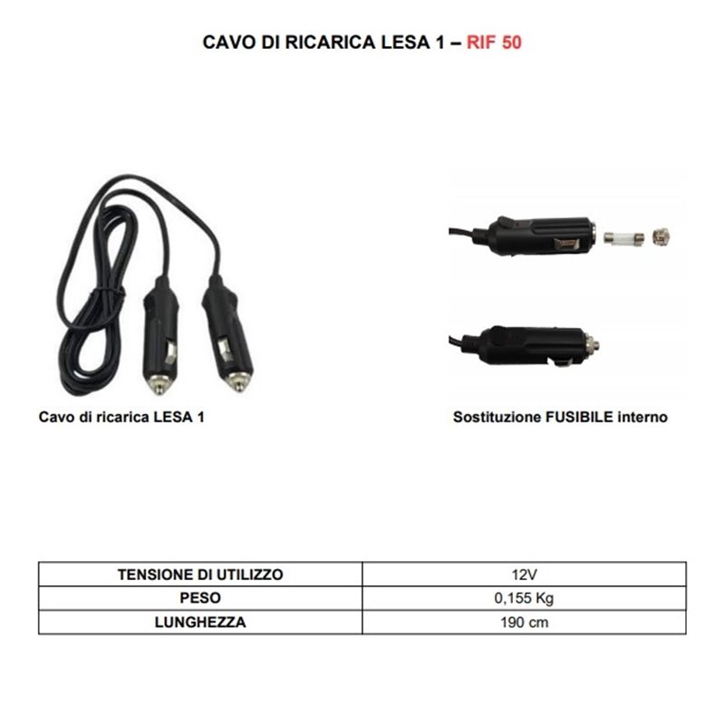 CARICATORE LESA 1 12V DOPPIA PRESA ACCENDISIGARI PER START BOOSTER