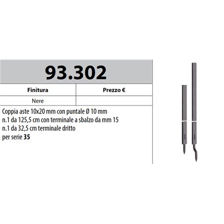 MOTTURA 93.302 ASTE CON PUNTALE Ø10 PER SERRATURE MOTTURA SERIE 35