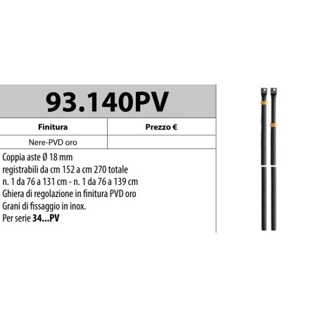 MOTTURA 93.140PV ASTE NERE-PVD ORO PER FERROGLIETTI SERIE 34 PV