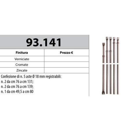 MOTTURA 93.141 ASTE PER SERRATURE QUINTUPLICE MOTTURA