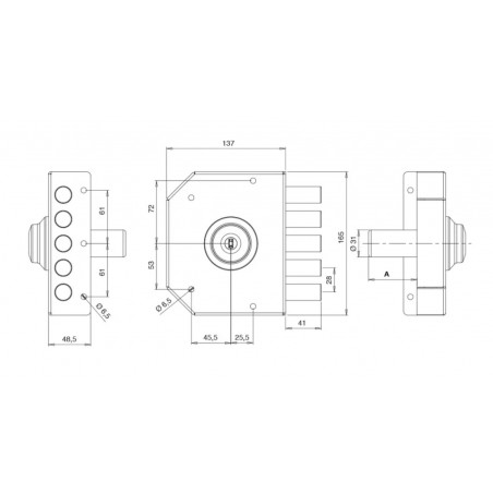 TECO T1270 SERRATURA LATERALE SENZA MEZZO GIRO DOPPIO CILINDRO EUROPEO