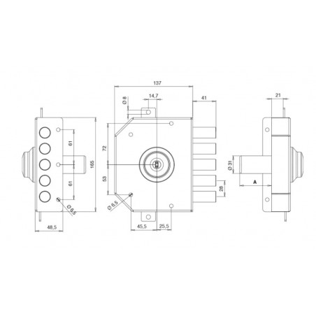 TECO T1400 SERRATURA TRIPLICE SENZA MEZZO GIRO A CILINDRO EUROPEO