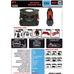 AVVIATORE PER AUTO START BOOSTER P1 12V 3200A LEMANIA