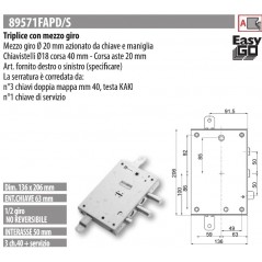 copy of MOTTURA 898371EF SERRATURA RICAMBIO EFFEPI CILINDRO EUROPEO